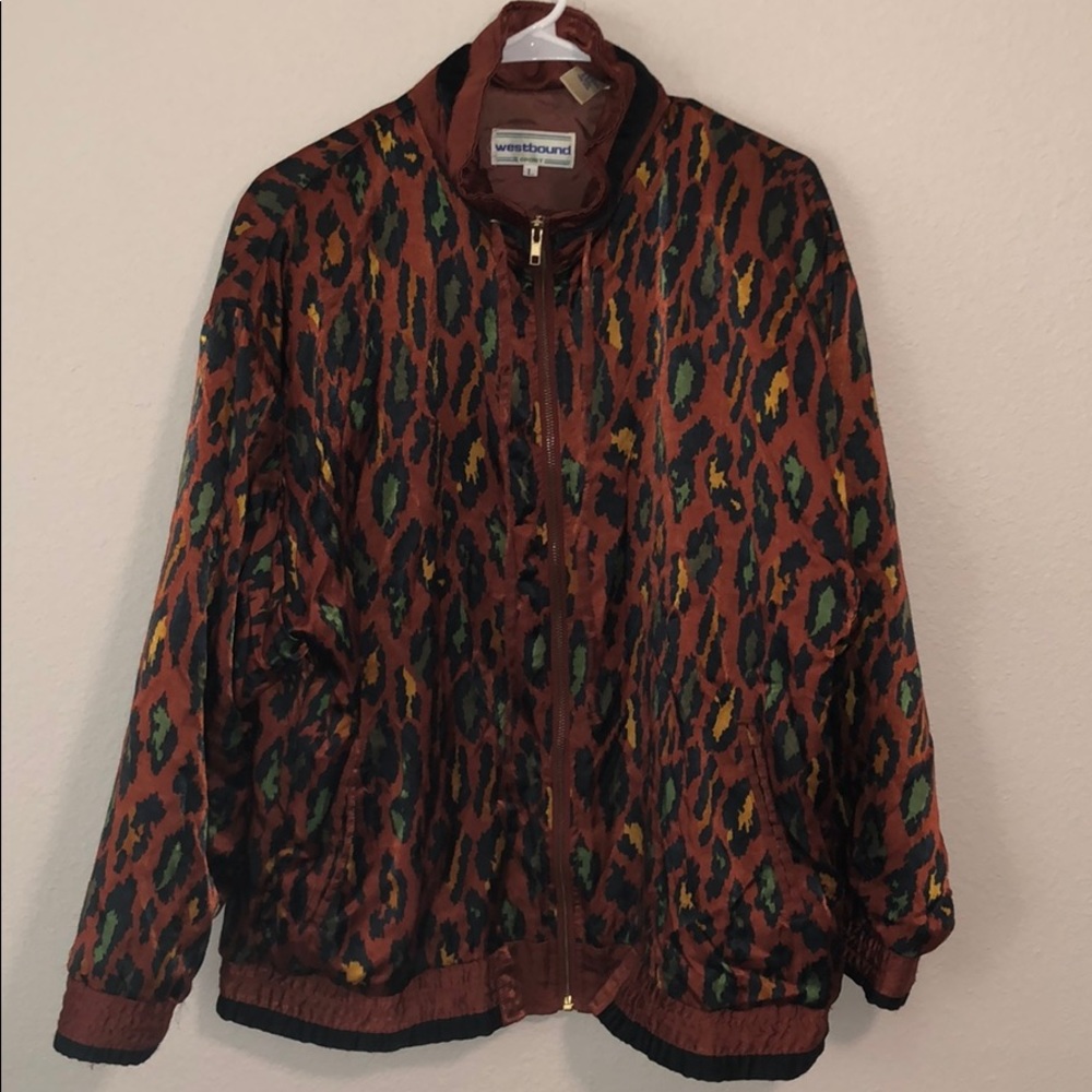 Vintage Leopard Print Bomber Jacket